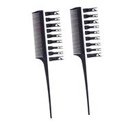 LOLIPPYY 2PCS Portable Hairdressing Comb Set with Movable Teeth Pointed Tail Design for Hair Dye and Haircut Lightweight Professional Hair Salon Comb for Home Use Black