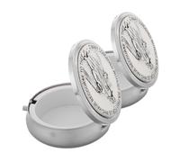 LOLIPPYY 2pcs Portable Mini Rosary Jewelry Box Zinc Alloy First Communion Keepsake Case Small Catholic Trinket Holder for Travel Spiritual Faith Keeper