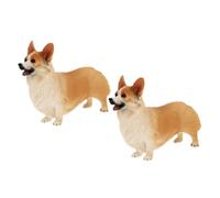 LOLIPPYY 2pcs Realistic Corgi Dog Figurines Plastic Simulation Dog Model Decorative Statue for Home Nursery Ornament Gift for Lovers