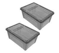 LOLIPPYY 2pcs Reptile Feeding Box Lightweight Terrarium for Spiders Lizards Turtles Frogs Corn Snakes Portable Enclosure for Small Pets