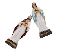 LOLIPPYY 2PCS Resin Holy Family Statues Religious Table Ornament Catholic Mother of Jesus Sculpture Compact Christian Decor for Christmas Home Shelves Entryway