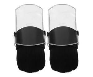 LOLIPPYY 2pcs Retractable Mini Makeup Brush Portable Travel Powder and Foundation Brushes with Protective Cover Soft Dense Bristles for Blush Bronzer Contouring Compact Tongue-shaped Design