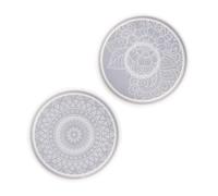 LOLIPPYY 2pcs Round Silicone Coaster Mold DIY Epoxy Cup Mat Mold with Mandala Pattern for Crafting Unique Home and Party Drink Coasters