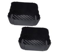 LOLIPPYY 2pcs Silicone Air Fryer Basket Liners with Double Handles Non-Stick Reusable Mats for Oven Baking and Air Fryer Accessories Black Foldable Square