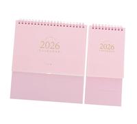 LOLIPPYY 2pcs Small Desk Calendar Vintage Style with Twin Wire Binding Daily Flip Desktop Planner for Office Home School Pink for Efficient Management and Goal Tracking