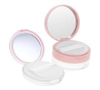 LOLIPPYY 2pcs Small Loose Powder Containers with Elastic Mesh Puff Portable Compact Cases with Mini Mirrors for Makeup Travel Powder Application