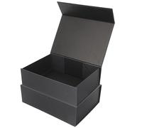 LOLIPPYY 2pcs Small Magnetic Gift Boxes Paper Packaging with Magnetic Closure Reusable Black Gift Boxes for Wedding Birthday Valentine Jewelry Storage