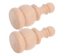 LOLIPPYY 2pcs Solid Wood Decorative Finials Natural Unfinished Carved Ends for Bed Posts Flagpole Tops Staircase Pillars DIY Craft Home Decor