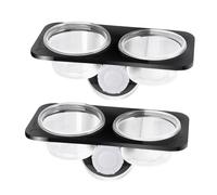 LOLIPPYY 2Pcs Suction Cup Reptile Feeding Bowls Stable Water and Food Dishes for Lizards Amphibians Small Worm Pet Basins with Smooth Edges Black Double Compartments