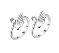 LOLIPPYY 2PCS Swan-shaped Crochet Finger Rings Sewing Supplies Multi-functional Open Loop Knitting Yarn Guide for Left Right Hand Use