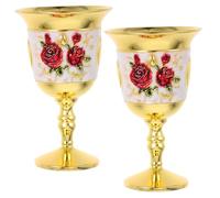 LOLIPPYY 2pcs Vintage Zinc Alloy Goblet Embossed Retro Palace Style Wine Cups for Holiday Celebrations Banquets Decorative Worship Cup