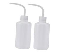 LOLIPPYY 2pcs White Curved Neck Inverted Squeeze Bottles with Adjustable Nozzle for Precise Watering and Cleaning Transparent Plastic Lab and Plant Dispensing Bottles with Measurement Marks