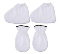 LOLIPPYY 2pcs White Spa Paraffin Wax Hand Care Gloves and Foot Care Booties Set for Dry Skin Removal, Moisturizing Treatment for Hands and Feet, Suitable for Home Spa and Beauty Maintenance
