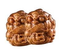 LOLIPPYY 2pcs Wooden Ancient Animal Charms DIY Keychain Pendants for Hanging Compact Lightweight Green Sandalwood Craft Accessories for Keyrings and Backpack Decorations