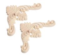 LOLIPPYY 2pcs Wooden Carved Applique Unpainted Furniture Decor for Cabinets Doors Easy Install Classical Artistic Overlay with Texture