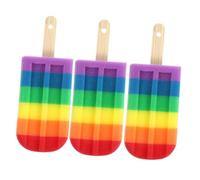 LOLIPPYY 3 Pcs Colorful Bath Sponge Soft Exfoliating Shower Loofah for Boys Unique Ice Cream Shape for Back Scrubbing and Gentle Body Cleansing Vibrant Rainbow Colors for Fun Bath