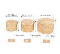 LOLIPPYY 3 Pcs Handmade Stalk Storage Baskets with Lids Multipurpose Clothes and Organizers Small to Large for Home Space Saving and Decorative Storage