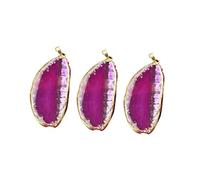 LOLIPPYY 3 Pcs Natural Irregular Agate Stone Slice Pendants DIY Charm for Jewelry Making Necklace Bracelet Sweater Zipper Wind Chime Ornaments Rosy Plated Edge