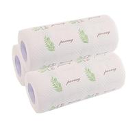 LOLIPPYY 3 Rolls Disposable Food Wrap Paper Grease Absorbent Kitchen Cleaning Cloth Each with Adorable Nordic Leaf Design Safe Pulp Material for Oil and Water Absorption Household Use