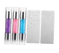 LOLIPPYY 3 Sets Nail Stamper Tool Acrylic Double-end DIY Nail Art Stamping Stamper Kit with Assorted Colours Suitable for Manicure Beginners Practice Salon and Home Use