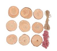 LOLIPPYY 30 Pcs Unfinished Natural Pine Wood Slices with Smooth Sanded Round Wooden Discs Thick Includes Jute and Cotton Twine for Crafts DIY Wedding Ornaments Christmas Decorations