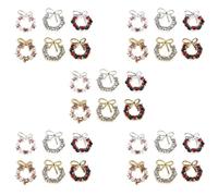 LOLIPPYY 30Pcs Christmas Wreath Nail Charms Set Metal Bow and Rhinestone Pearls for Holiday Nail Art Decoration