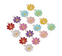 LOLIPPYY 30pcs Miniature Daisy Charms Zinc Alloy Colorful Flower Pendants for DIY Necklace Bracelet Earrings Jewelry Making Glossy Mini Flowers Craft for Women