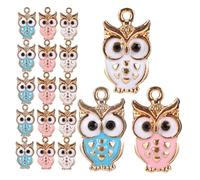 LOLIPPYY 30pcs Owl Enamel Charms Pendants for Jewelry Making Cute DIY Bracelet Necklace Keychain Craft Accessories Handcrafted Unique Design in White Green Pink