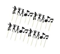 LOLIPPYY 30Pcs Vintage Music Theme Cake Picks Set with Note Design, Decorative Cupcake Toppers for Birthday Party, 5 Styles X 6Pcs Each, Creative Cake Decorations for Event Supplies