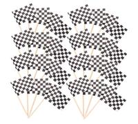 LOLIPPYY 360pcs Checkered Toothpick Flags Racing Cupcake Toppers Black White Paper Picks for Race Car Birthday Party Decorations Men Themed Events