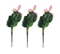 LOLIPPYY 3Pcs Artificial Lotus Flowers Silk Faux Flower Bouquet Decoration for Home Indoor Use Non-fading Pink Small Silk Plants for Table Centerpieces and Adornments
