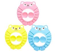 LOLIPPYY 3pcs Baby Shampoo Hat Cartoon Bathing Ear Cap Eva Shower Cap for Infants Toddlers Bathing Protection Pink Yellow Blue