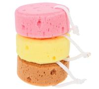 LOLIPPYY 3pcs Bath Sponge Exfoliating Honeycomb Shower Scrubber for Back Cleaning Soft Lightweight Body Scrubber Balls in Yellow Brown Pink for Daily Deep Cleansing