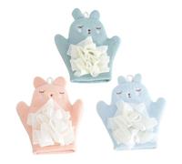 LOLIPPYY 3pcs Bathing Mitt Cartoon Wash Gloves for Boys and Gentle Exfoliating Body Scrubber with Rich Bubbles Compact Lightweight Bath Accessory for Healthy Skin Care Random Color