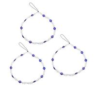 LOLIPPYY 3pcs Beaded Phone Charm Blue Eyes Charms Lanyard Decorations Cute Sparkling Bead Wrist Strap for Mobile Phone