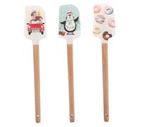 LOLIPPYY 3pcs Christmas Baking Scraper Cooking Spatulas Christmas Silicone Spatula Cake Icing Pancake Cute Pan Scraper Cartoon Pattern Frosting Dressing