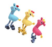 LOLIPPYY 3pcs Dog Squeaky Chewing Plush Sound Bite-resistant Plaything for Pets Cartoon Deer Design in Sky-blue Rosy Orange Yellow Interactive Puppy for Chewing and Entertainment