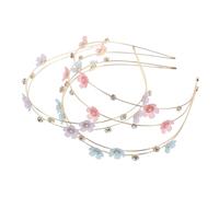 LOLIPPYY 3Pcs Double Row Crystal Headbands for Women Lightweight Sparkly Rhinestone Hair Hoops with Floral Design for Bridal Bridesmaid Party and Casual Wear