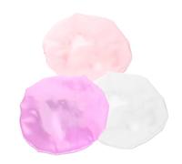 LOLIPPYY 3pcs Elastic Satin Bonnet Hat with Bowknot for Sleeping and Bathing Soft Reusable Shower Caps for Fits Natural Hair Braids Weaves White Pink Purple