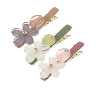 LOLIPPYY 3pcs Floral Hair Clips Translucent Duckbill Style Non Slip Barrettes for Women Reliable Grip Elegant Bloom Design in Purple and White for Weddings Parties Proms and Everyday