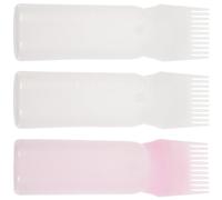 LOLIPPYY 3pcs Hair Dye Bottle Applicator Set for Hair Coloring and Shampooing 2 White 1 Pink Hairdressing Bottles with Comb Applicator Barber Tool and Dye Application