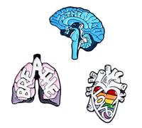 LOLIPPYY 3Pcs Halloween Enamel Brooch Heart Brain Organ Shaped Corsage Pins Creative Lapel Accessories for Women
