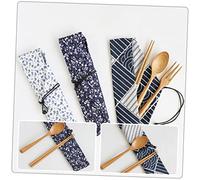 LOLIPPYY 3pcs Japanese Style Storage Bags with Elastic Band Portable Chopsticks Sleeve for Camping Picnic Outdoor Includes Floral Patterned Spoon Fork Pouches