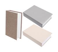 LOLIPPYY 3pcs Linen Faux Book Stack Decorative Minimalist Home Office Model Props for Bookshelf Entryway Console Table Decor in Neutral Colors