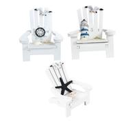 LOLIPPYY 3Pcs Mini Beach Chair Ornaments Wooden Coastal Decor Summer Style Table Adornment Safe Craft Display for Home Shelf Desk