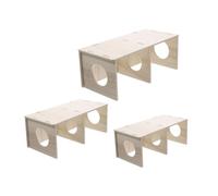 LOLIPPYY 3pcs Natural Wood Hamster House Multi Chamber Hideout Shelter for Hamsters Guinea Pigs Hedgehogs Space Saving Easy to Clean Pet Wooden Cabins for Small Animals