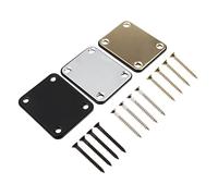 LOLIPPYY 3pcs Neck Joint Back Plate Neck Mounting Plate for Bass Electric Guitar Alloy Scratch-resistant Protective Film with Oval and Rectangular Holes for Guitar Repair
