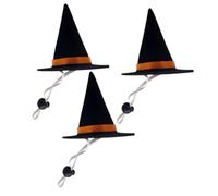 LOLIPPYY 3pcs Pet Halloween Hat Set Elastic Buckle Black Witch Pointed Hats 3.5cm Inner Diameter for Cats and Dogs Halloween Party Costume Accessories