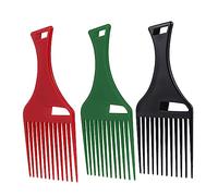 LOLIPPYY 3pcs Plastic Hair Pick Comb for Afro and Curly Hair Wide Tooth Fork Comb with Smooth Teeth for Scalp Massage Ergonomic Hairdressing Tool for Styling and Cutting at Home Barber Shop