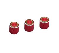 LOLIPPYY 3pcs Red Metal Electric Guitar Volume Control Knobs with Green Ring Easy to Install and Sturdy Guitar Tone Knobs for Electric Parts Replacement and Decoration